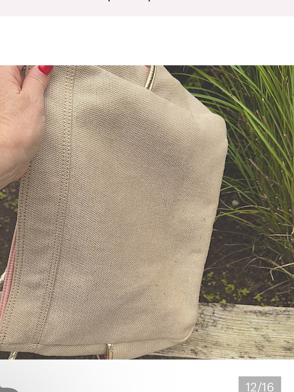 Burberry Taupe Canvas Shoulder Bag with Gold Logo and Braided Strap - Picture 14 of 15